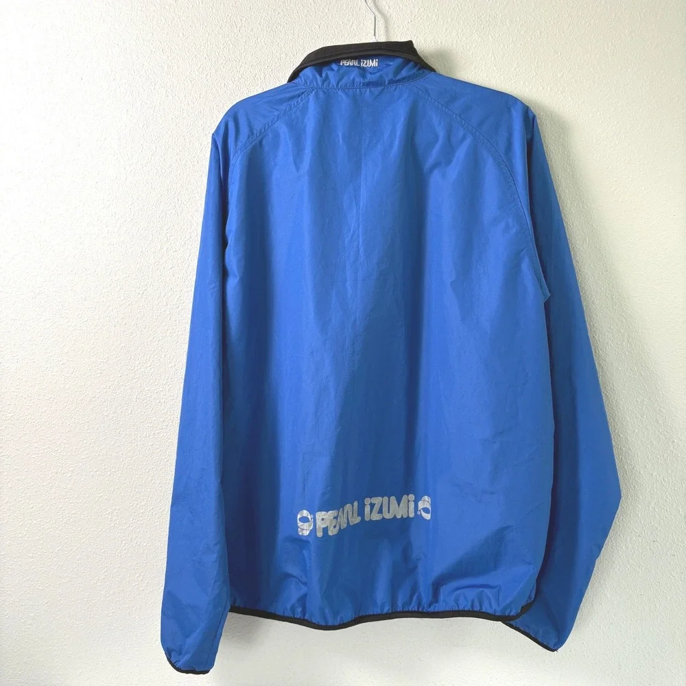 Pearl Izumi Cycling Windbreaker Jacket Mens XL Blue Reflective Full Zip Vintage